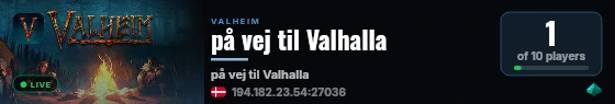 på vej til Valhalla live status badge