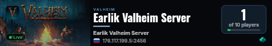 Earlik Valheim Server live status badge