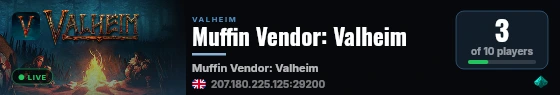 Muffin Vendor: Valheim live status badge