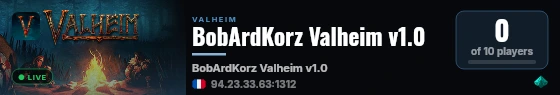 BobArdKorz Valheim v1.0 live status badge