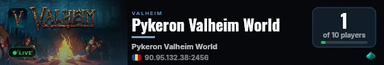 Pykeron Valheim World live status badge