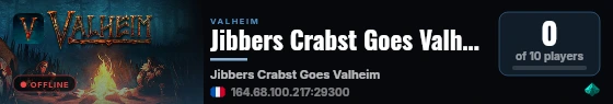 Jibbers Crabst Goes Valheim live status badge