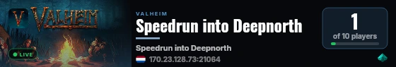 Speedrun into Deepnorth live status badge