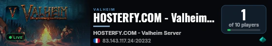 HOSTERFY.COM - Valheim Server live status badge