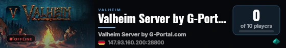 Valheim Server by G-Portal.com live status badge