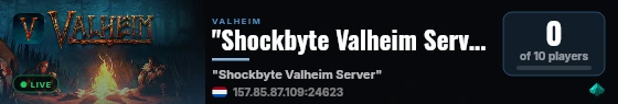 "Shockbyte Valheim Server" live status badge