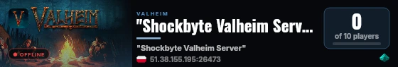 "Shockbyte Valheim Server" live status badge
