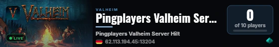 Pingplayers Valheim Server Hilton 132 live status badge