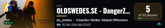 OLDSWEDES.SE - DangerZone [CSGO] live status badge