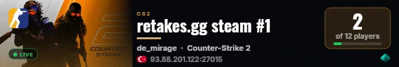 retakes.gg steam #1 live status badge