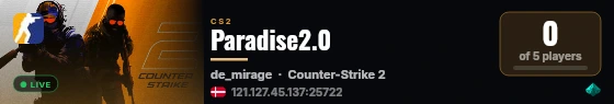 Paradise2.0 live status badge