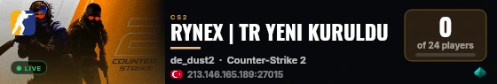 RYNEX | TR YENI KURULDU live status badge