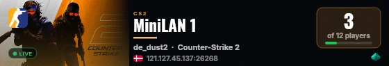 MiniLAN 1 live status badge