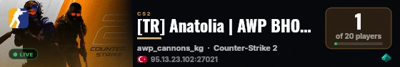 [TR] Anatolia | AWP BHOP | Sunucusu live status badge