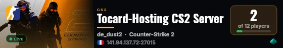 Tocard-Hosting CS2 Server live status badge