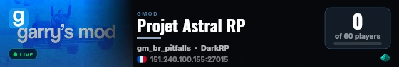 Projet Astral RP live status badge