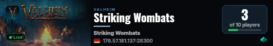 Striking Wombats live status badge