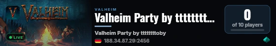 Valheim Party by ttttttttoby live status badge