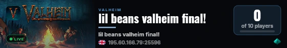 Kinetic Hosting | Valheim live status badge