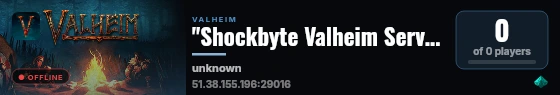 "Shockbyte Valheim Server" live status badge