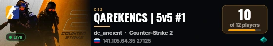 QAREKENCS | 5v5 #1 live status badge