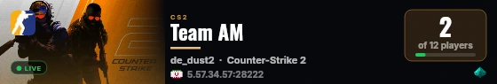 Team AM live status badge