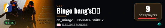 Bingo bang’s🥷🏻 live status badge