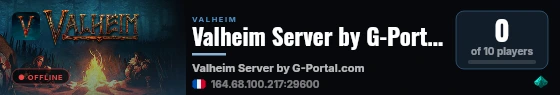 Valheim Server by G-Portal.com live status badge