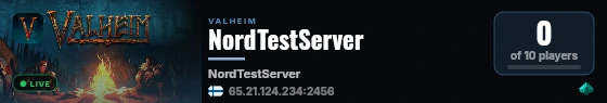 NordTestServer live status badge