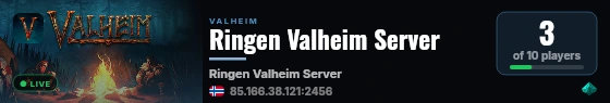 Ringen Valheim Server live status badge