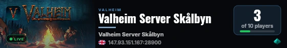 Valheim Server Skålbyn live status badge
