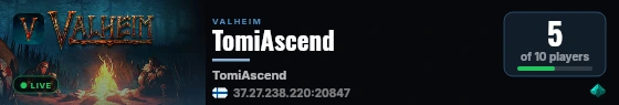 TomiAscend live status badge