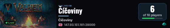 Číčoviny live status badge