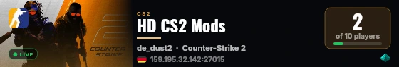 HD CS2 Mods live status badge