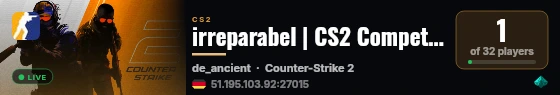 irreparabel | CS2 Competitive 5v5 [MatchZy] live status badge