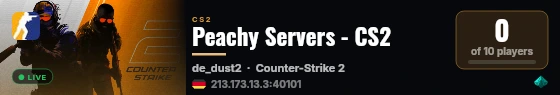 Peachy Servers - CS2 live status badge