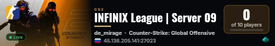 INFINIX League | Server 09 live status badge