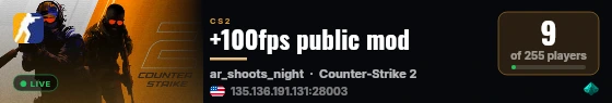 +100fps public mod live status badge