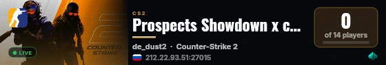 Prospects Showdown x cs.money live status badge