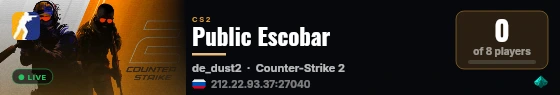 Public Escobar live status badge