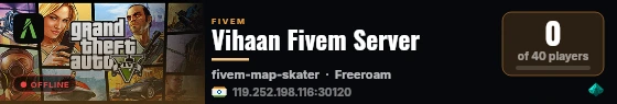 Vihaan Fivem Server live status badge