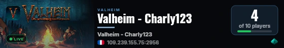Valheim - Charly123 live status badge