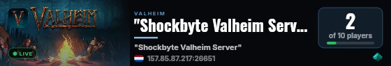 "Shockbyte Valheim Server" live status badge
