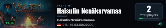 Haisulin Nenäkarvamaa live status badge