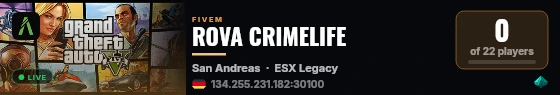 ROVA CRIMELIFE live status badge