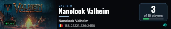 Nanolook Valheim live status badge