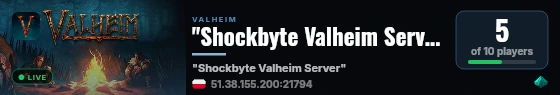 "Shockbyte Valheim Server" live status badge