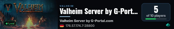 Valheim Server by G-Portal.com live status badge
