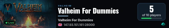 Valheim For Dummies live status badge