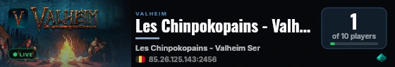 Les Chinpokopains - Valheim Server live status badge
